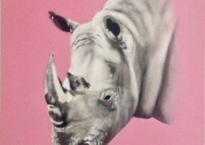 RHINO DESAPPEARS Spray Art on canvas 100x100